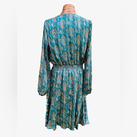 Esqualo Paisley Lurex V-Neck Mini Dress - Picture 4 of 6